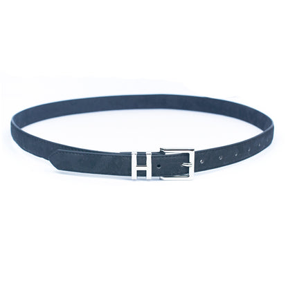 Double-Sided Cork Belt with H Logo Design, Women's Silver L-1004