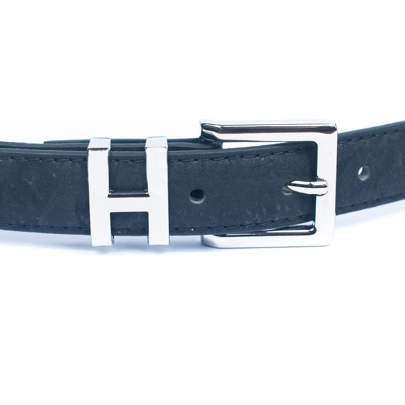 Double-Sided Cork Belt with H Logo Design, Women&