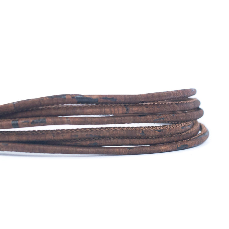 3MM Brown round cork cord   COR-189(10 meters)