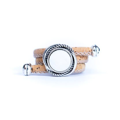 Natural Cork Adjustable Ring with Shell Center  RW-035-B-10