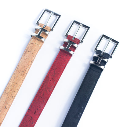 Double-Sided Cork Belt with H Logo Design, Women's Silver L-1004