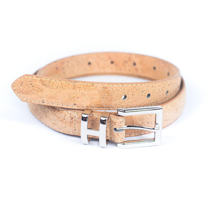 Double-Sided Cork Belt with H Logo Design, Women's Silver L-1004