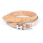 Double-Sided Cork Belt with H Logo Design, Women's Silver L-1004