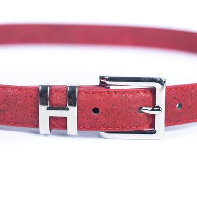 Double-Sided Cork Belt with H Logo Design, Women's Silver L-1004