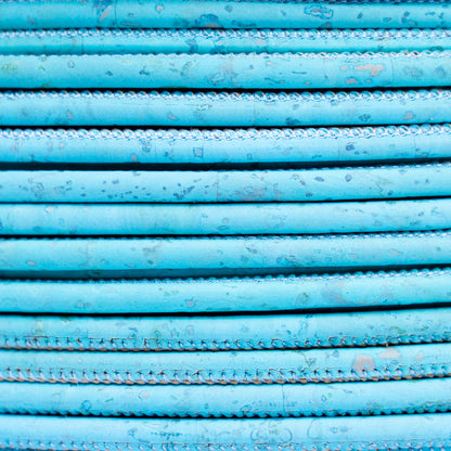 4mm Baby Blue round cork cord COR-445A（10 meters）