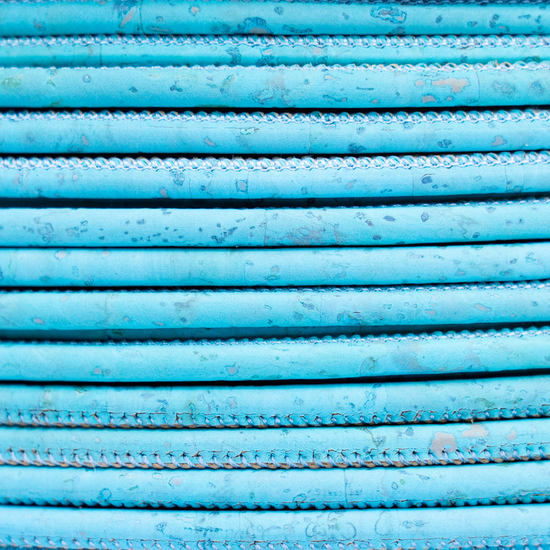 4mm Baby Blue round cork cord COR-445A（10 meters）