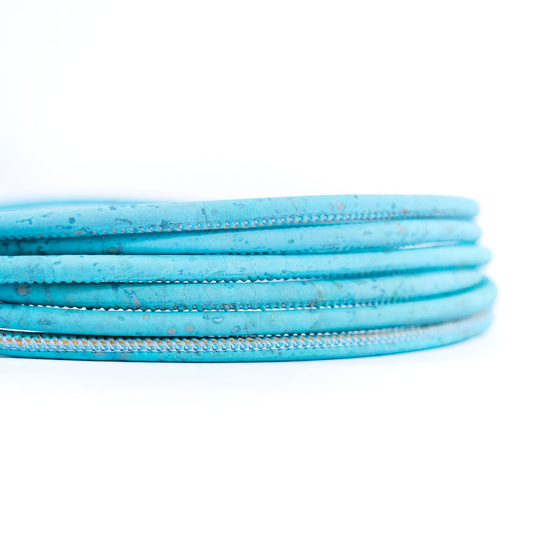 4mm Baby Blue round cork cord COR-445A（10 meters）