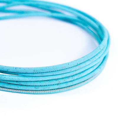 4mm Baby Blue round cork cord COR-445A（10 meters）