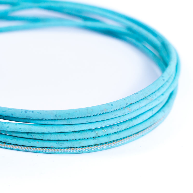 4mm Baby Blue round cork cord COR-445A（10 meters）