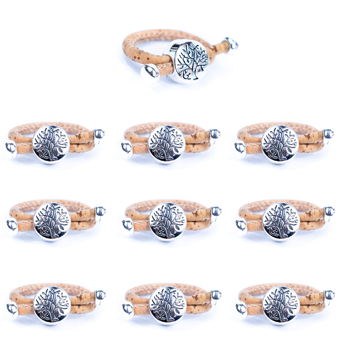 Copy of 3mm Round Natural Cork Wire with tree accessories Handmade Women's Ring  RW-038-10