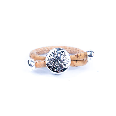 Copy of 3mm Round Natural Cork Wire with tree accessories Handmade Women's Ring  RW-038-10