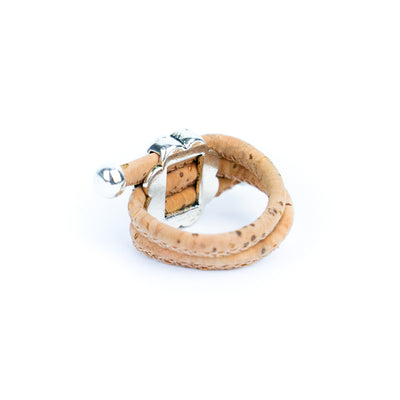 3mm Round Natural Cork Wire  Alloy flower accessories Handmade Women's Ring  R-094-MIX-10