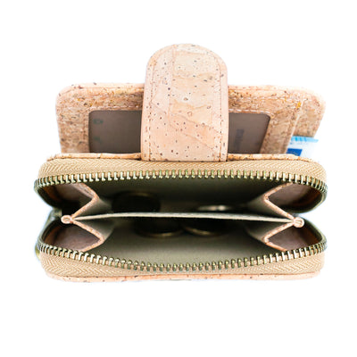 Eco-Chic Cork Women's Wallet in Dual Colors with Vintage Bronze Zipper BAG-2305