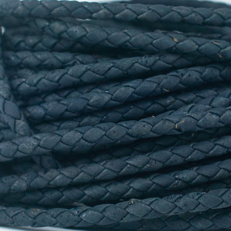 5mm Black/Blue Braided Cork Jewelry Crafting Cord COR-327 (10Meters)