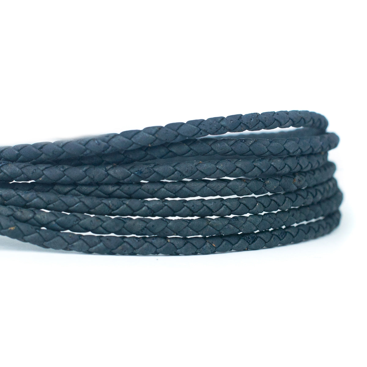about 5mm Black/Blue Braided Cork Jewelry Crafting Cord COR-327 (10Meters)