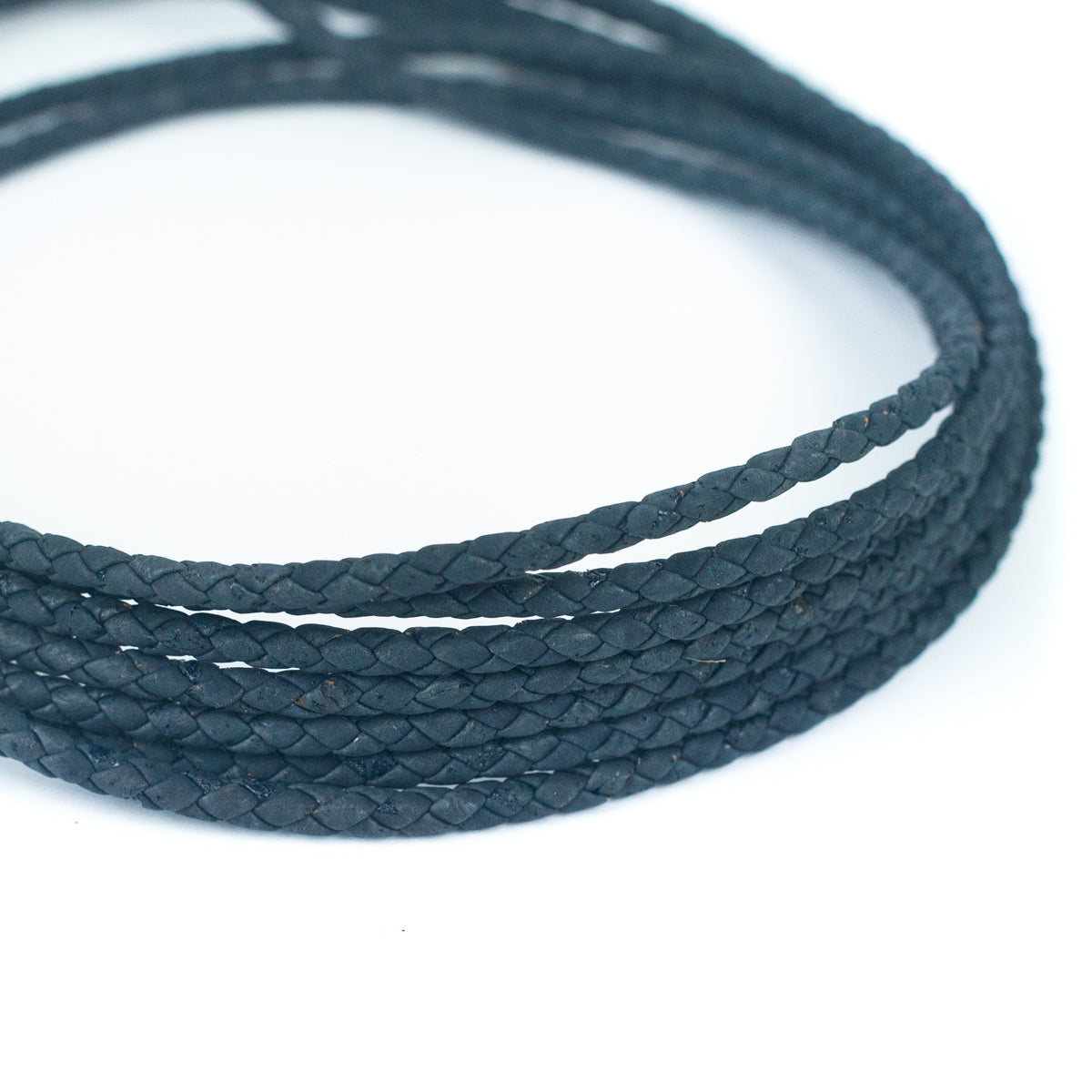 about 5mm Black/Blue Braided Cork Jewelry Crafting Cord COR-327 (10Meters)