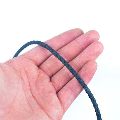 about 5mm Black/Blue Braided Cork Jewelry Crafting Cord COR-327 (10Meters)