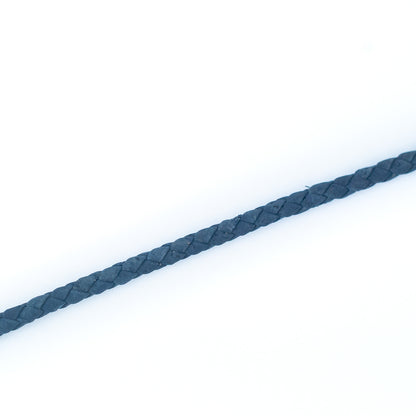 about 5mm Black/Blue Braided Cork Jewelry Crafting Cord COR-327 (10Meters)
