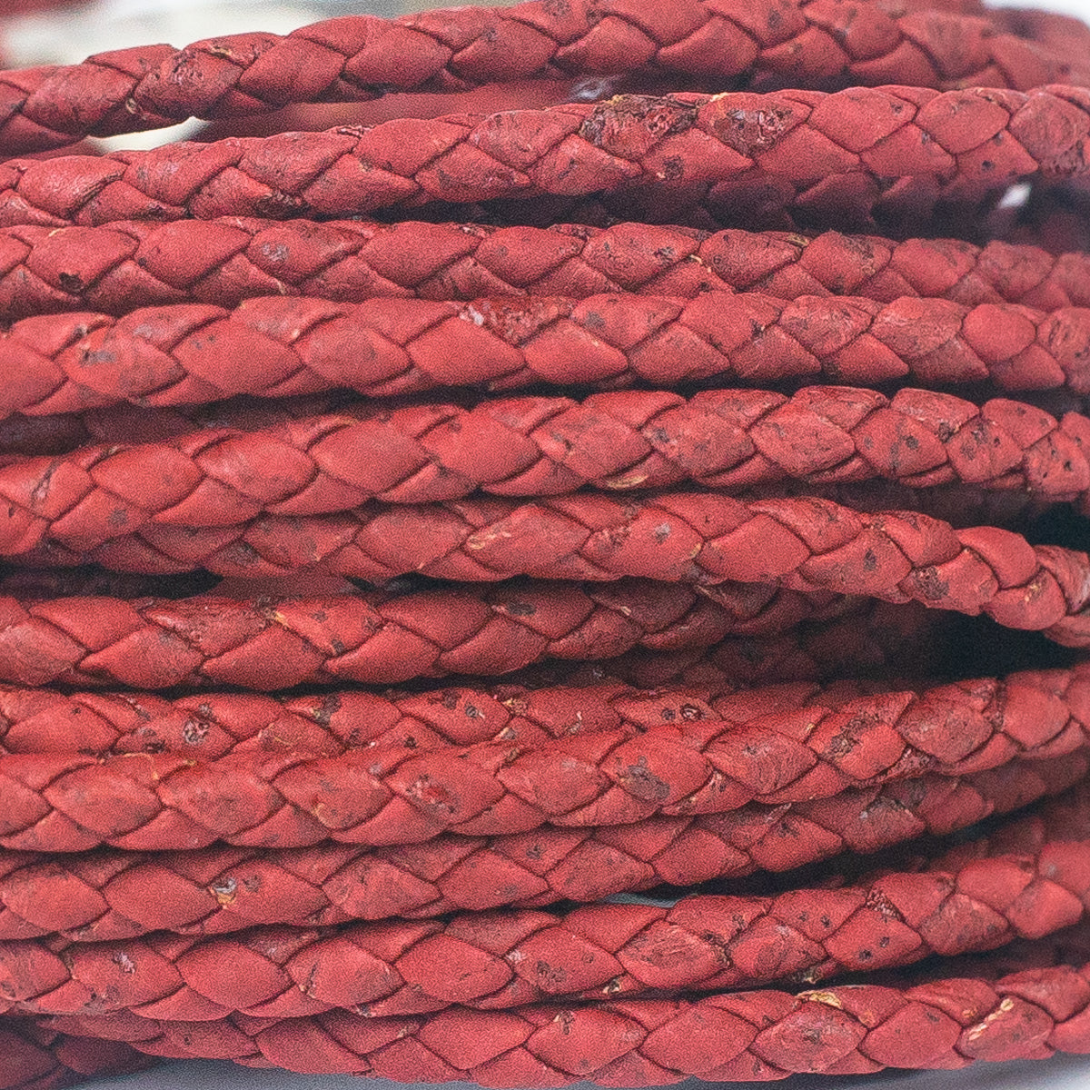 about 4/5mm Wine Red Braided Cork Jewelry Crafting Cord COR-328(10Meters)