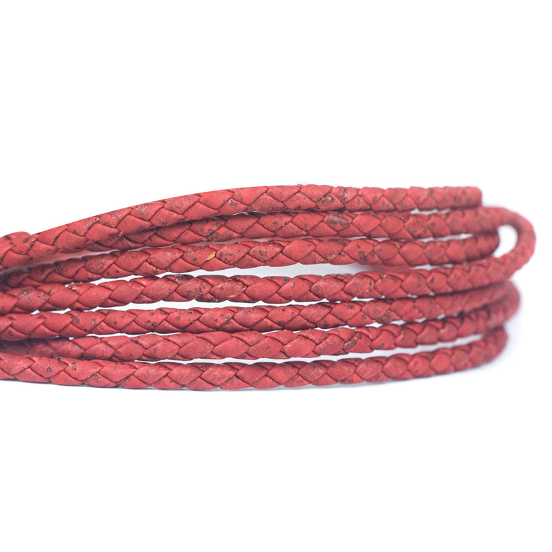 5mm Wine Red Braided Cork Jewelry Crafting Cord COR-328(10Meters)