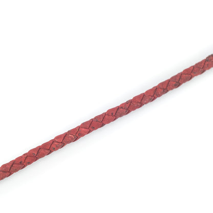 about 4/5mm Wine Red Braided Cork Jewelry Crafting Cord COR-328(10Meters)