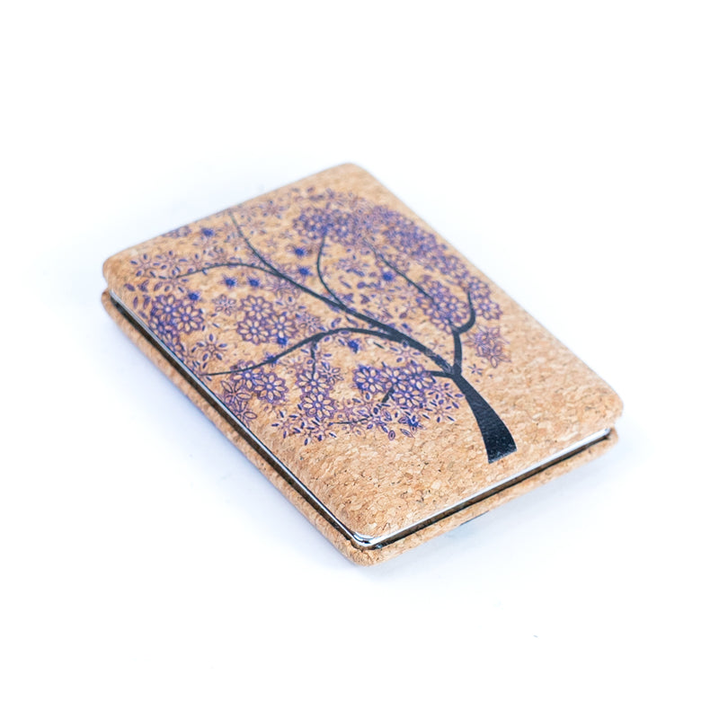 Rectangular Cork Compact Mirror - Blooming Tree Design (12-Pack) L-1089