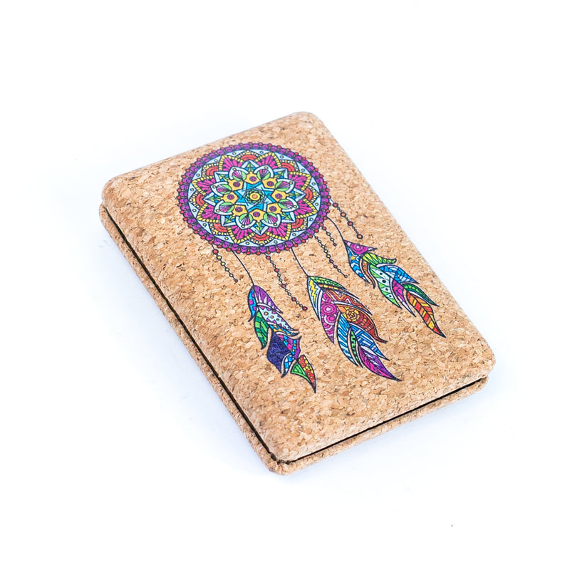 Rectangular Cork Compact Mirror - Dreamcatcher Design (12-Pack) L-1088