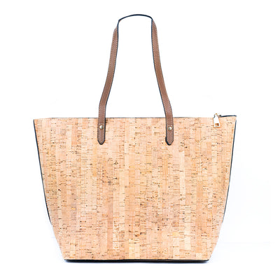 Chic Natural and Printed Cork Ladies' Tote Bag with PU Handle BAG-2330