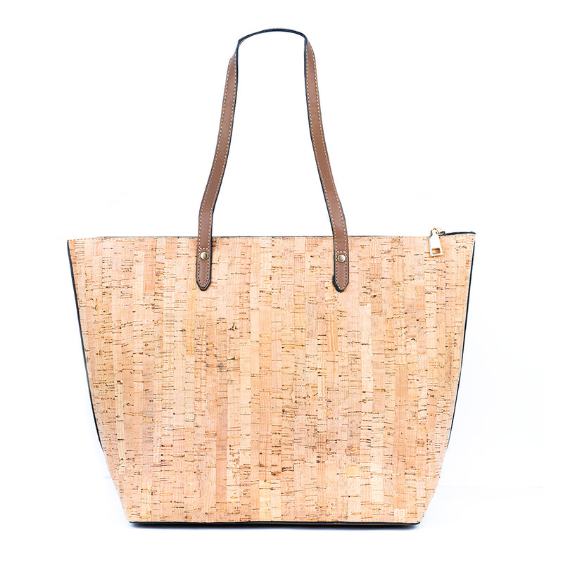 Natural Cork and Printed Cork Tote Bag with PU Handles BAG-2333