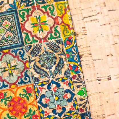 Natural Cork and Printed Cork Blend Ladies' Tote Bag with PU Handles BAG-2334