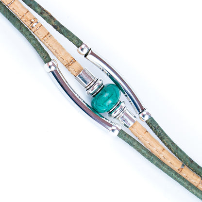 Colorful cork thread and ceramic beads with tube handmade women's bracelet DBR-020-MIX-5