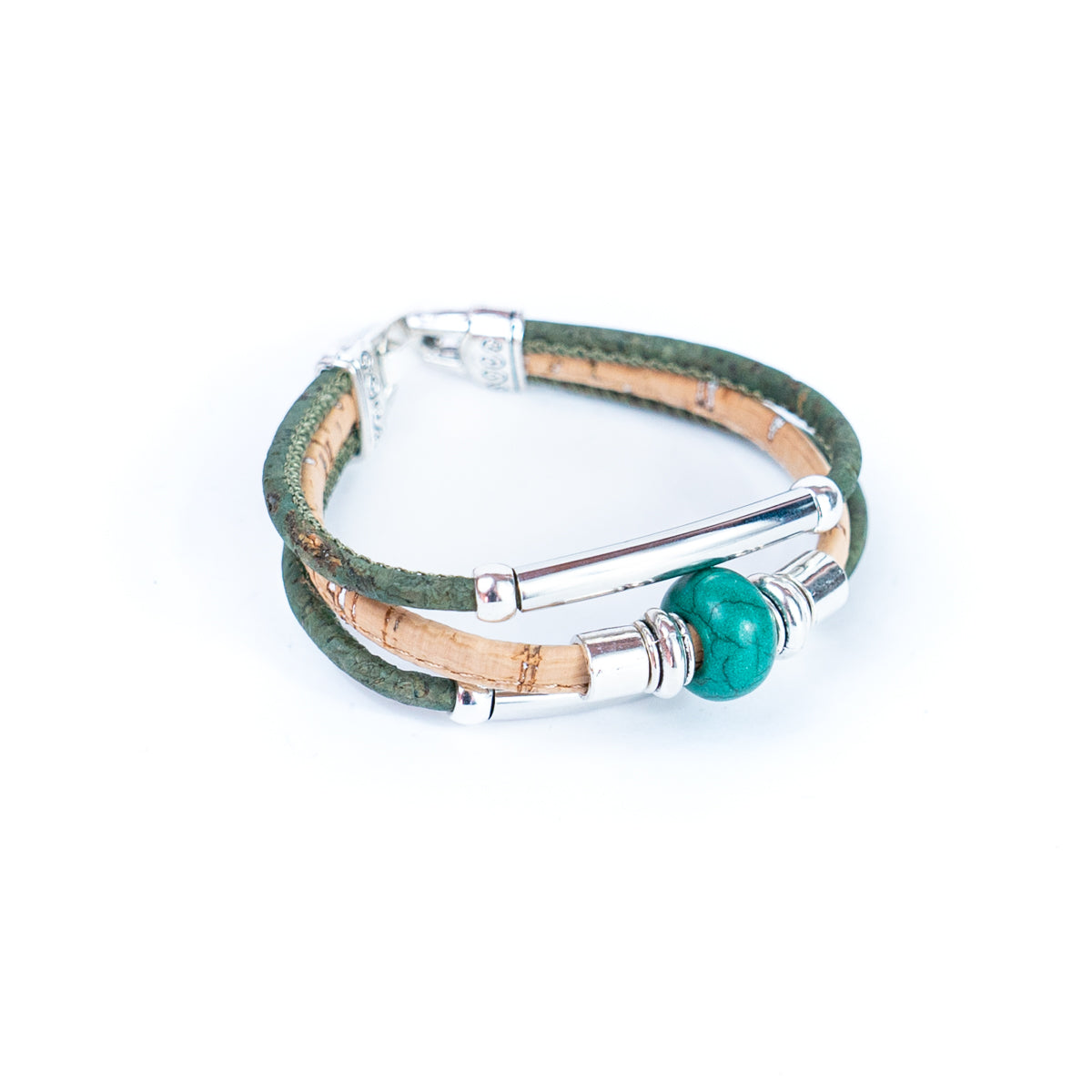 Colorful cork thread and ceramic beads with tube handmade women's bracelet DBR-020-MIX-5