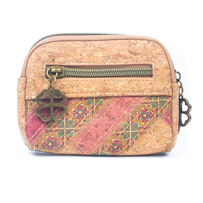 Women's Cork Coin Purse with Patchwork Print BAGF-092-MIX-7（7units）