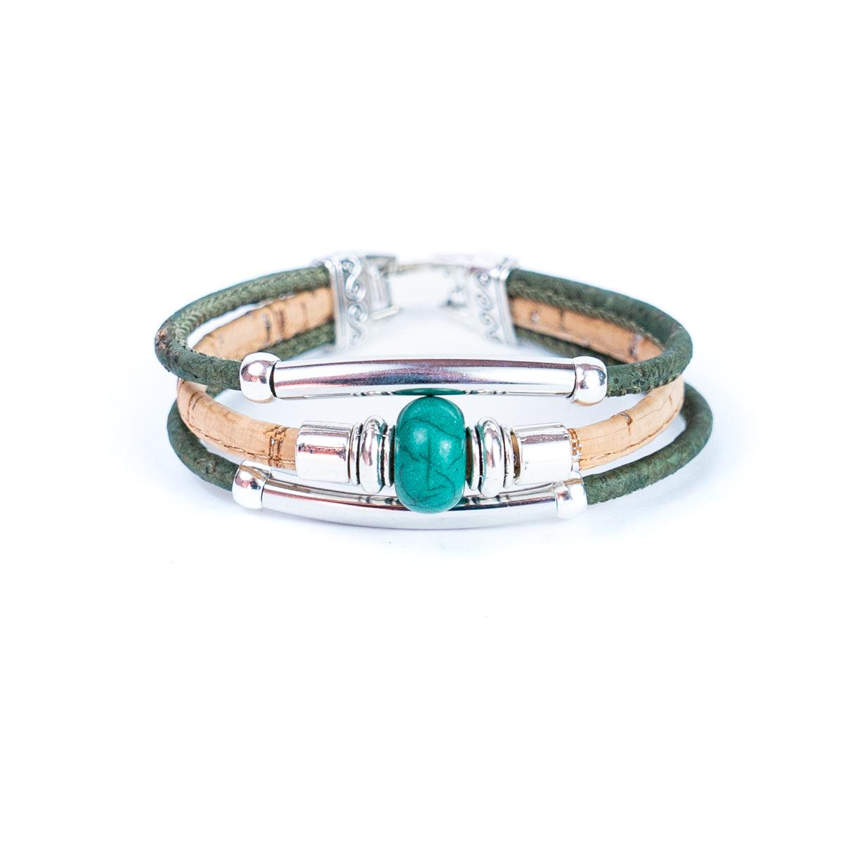 Colorful cork thread and ceramic beads with tube handmade women's bracelet DBR-020-MIX-5