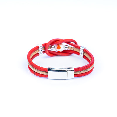 Handmade bracelet with colorful cork cord and ceramic beads and alloy hardware BR-008-MIX-5