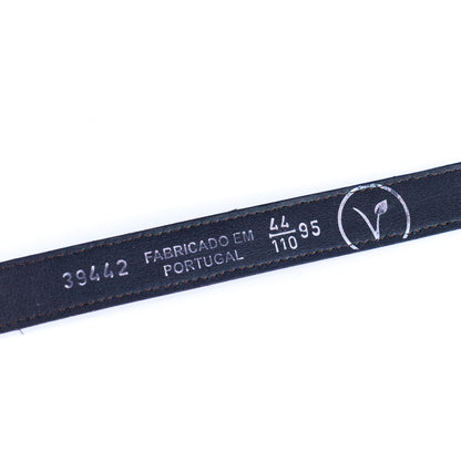 Women’s Slim Cork Belt with Silver Rectangular Buckle L-1066