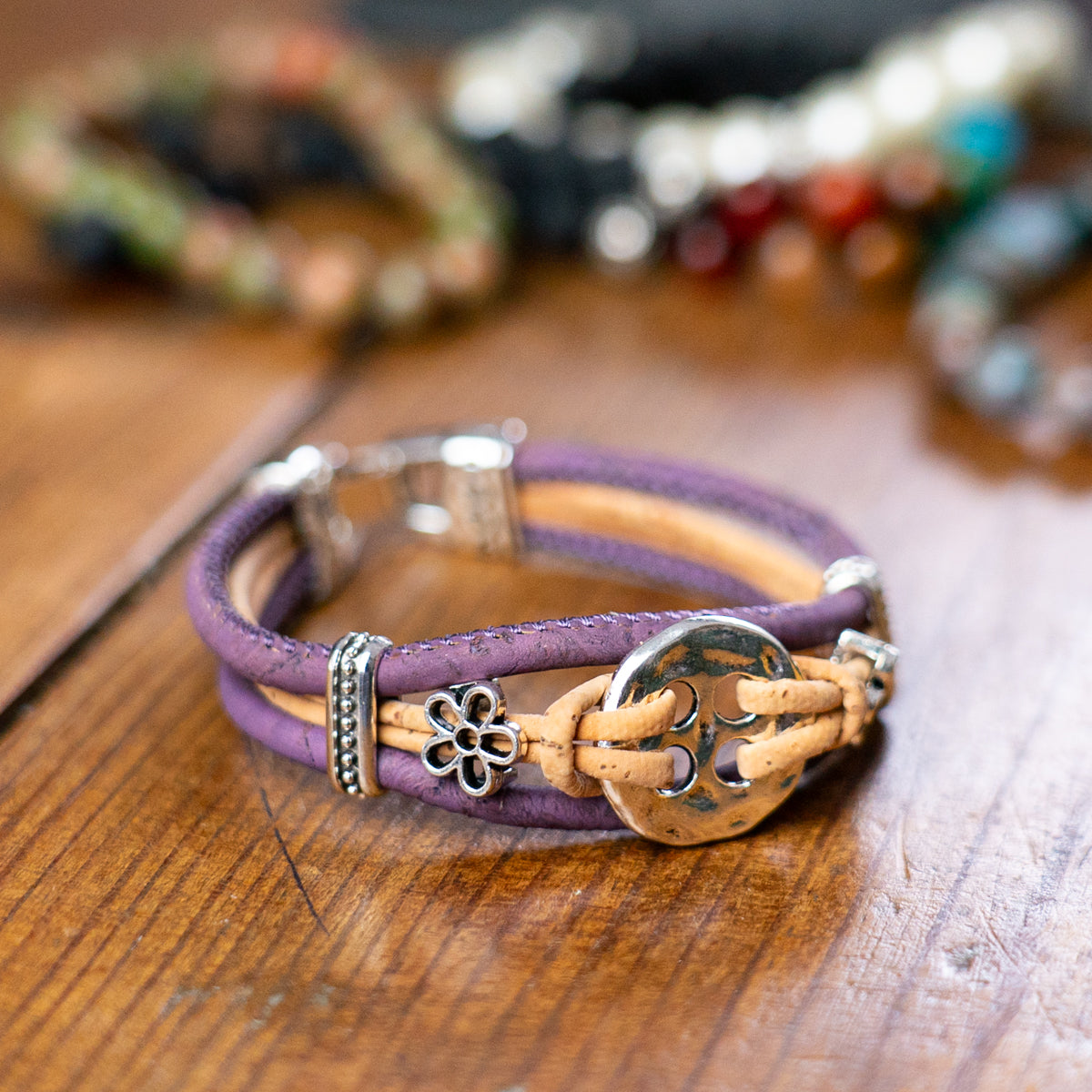 Colorful cork thread and Alloy accessories handmade women's bracelet DBR-023-MIX-5
