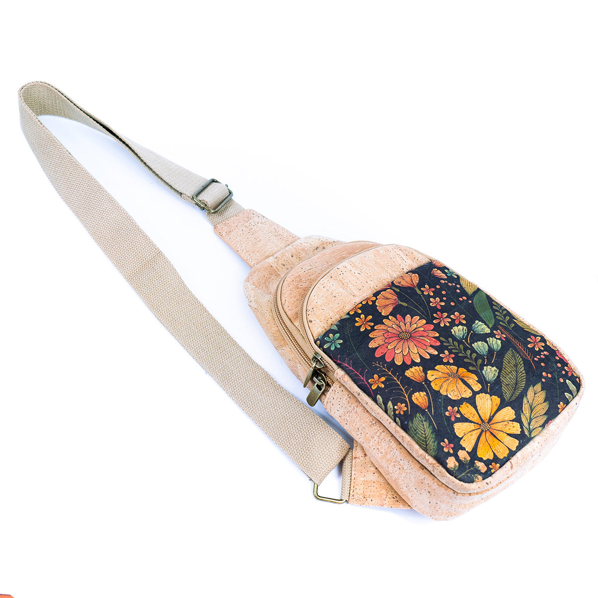 Natural Women's Three-Compartment Sling Bag BAG-2296