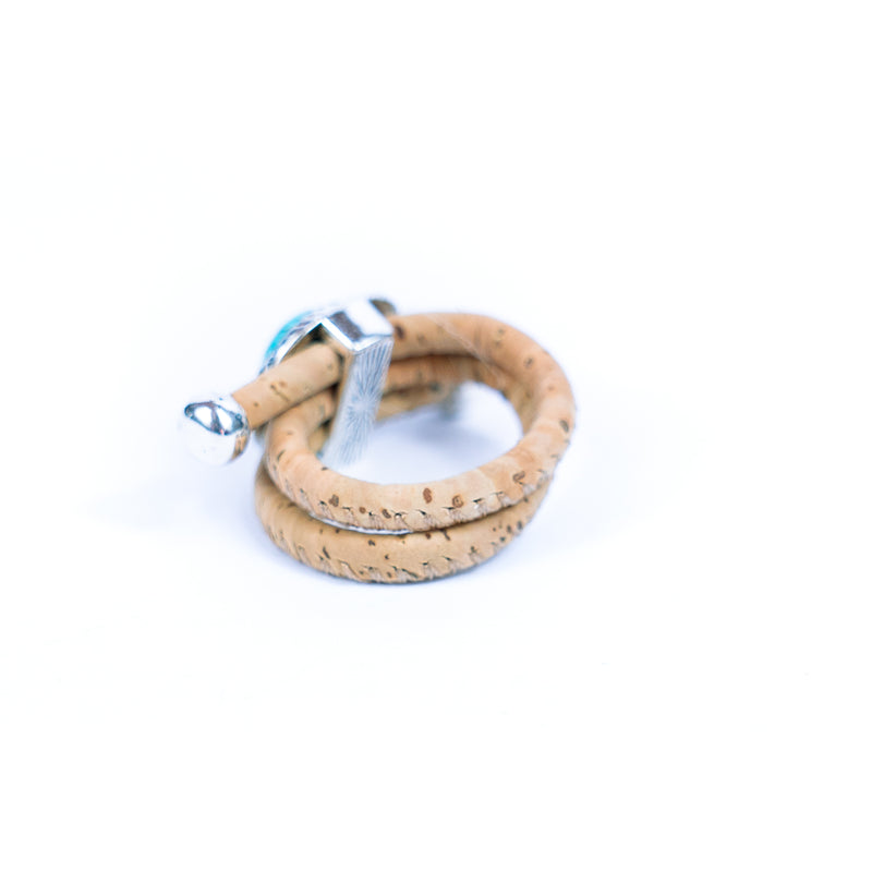 3mm Round Natural Cork Wire with Turquoise and Alloy Accessories Handmade Women&