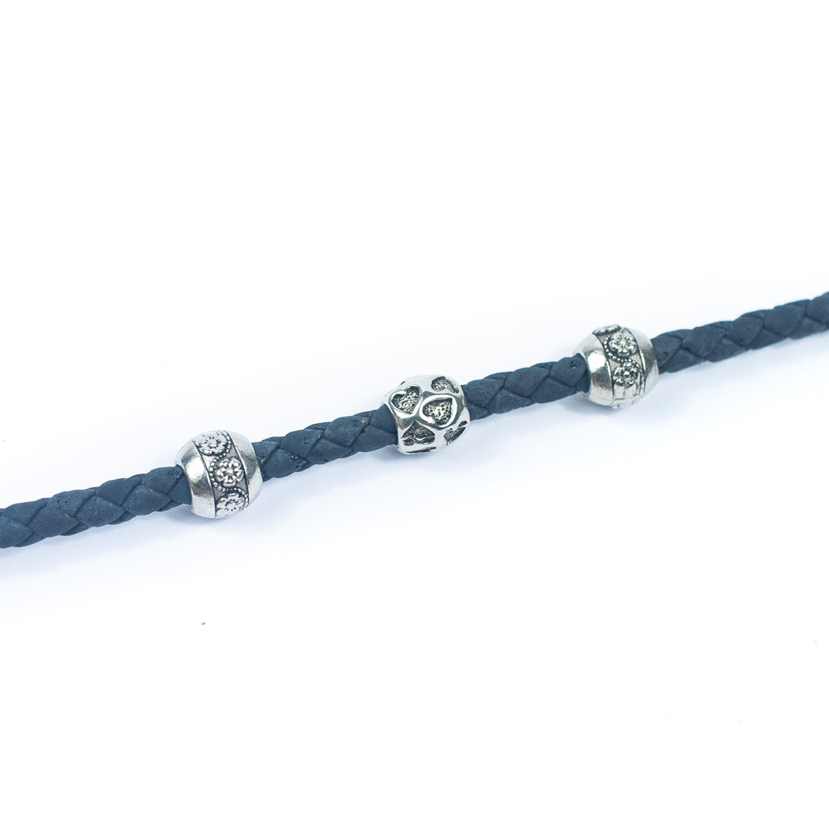 about 5mm Black/Blue Braided Cork Jewelry Crafting Cord COR-327 (10Meters)