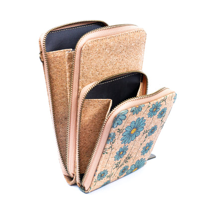 Natural Cork Women's Printed Double Layer Phone Pouch BAG-2312