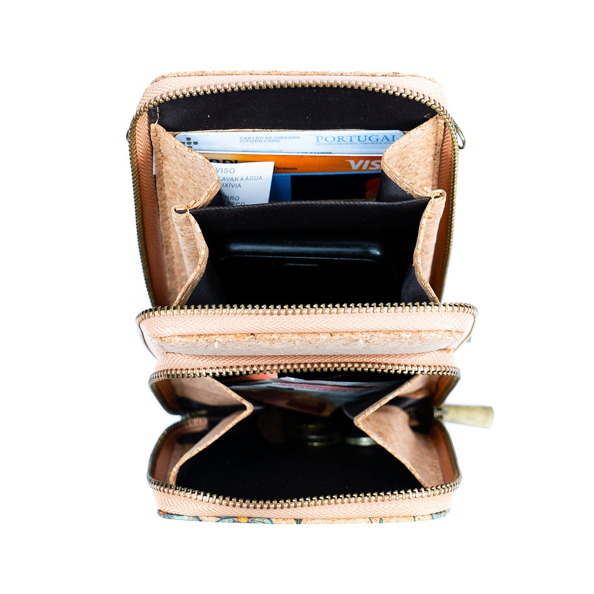 Natural Cork Women's Printed Double Layer Phone Pouch BAG-2312