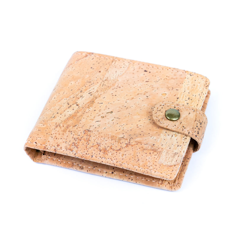 Natural Bifold Cork Wallet with Snap Button BAG-2002