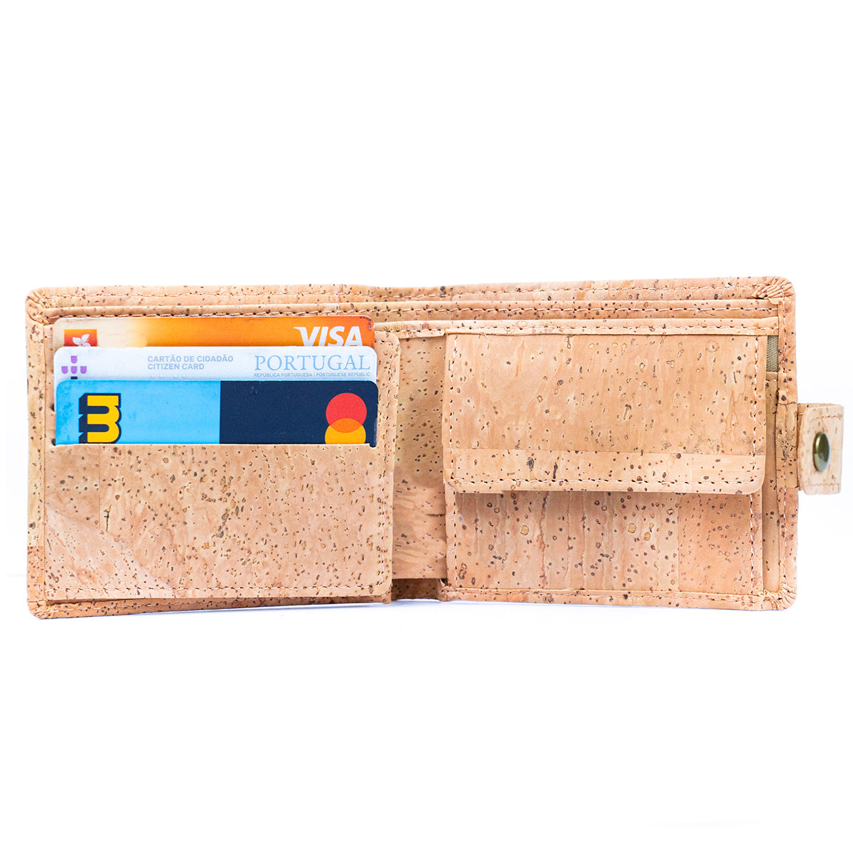 Natural Bifold Cork Wallet with Snap Button BAG-2002