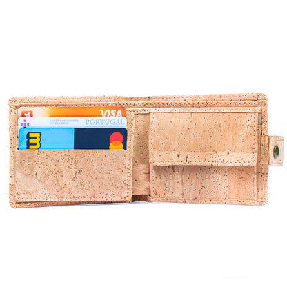 Natural Bifold Cork Wallet with Snap Button BAG-2002