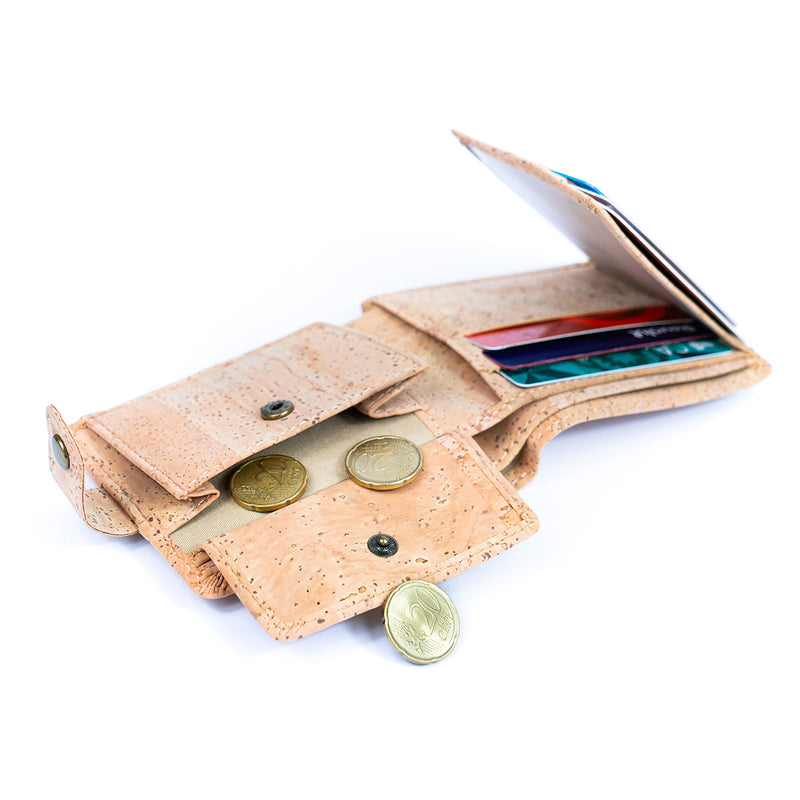 Natural Bifold Cork Wallet with Snap Button BAG-2002