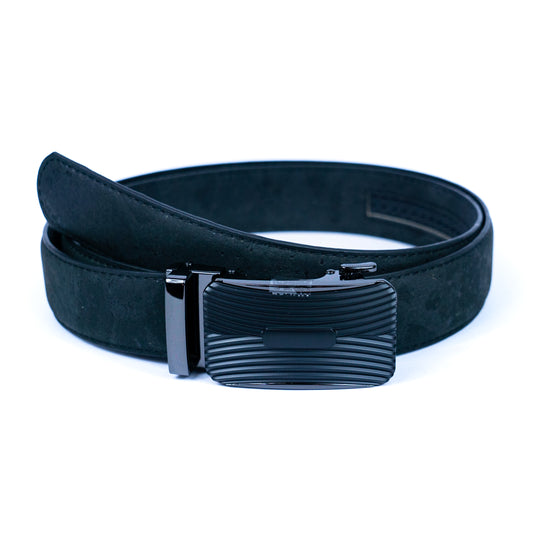 The Classic Gentleman’s Black Cork No-Hole Belt L-878-B