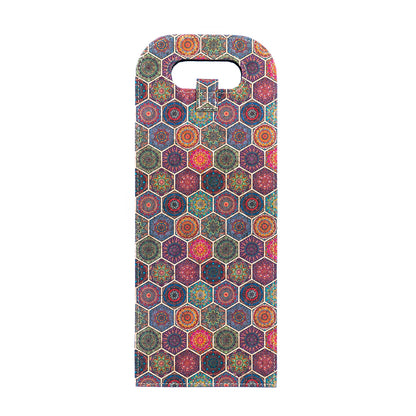 Dual-Bottle Bohemian Cork Wine Carrier and Gift Bag L-911