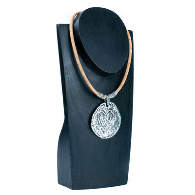 3 styles of handmade necklaces for women with natural cork cord and alloy hardware NE-1080-MIX-3