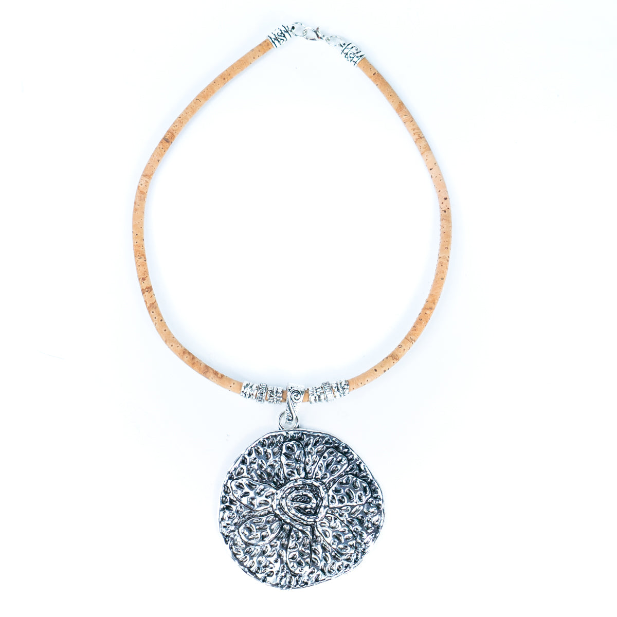3 styles of handmade necklaces for women with natural cork cord and alloy hardware NE-1080-MIX-3